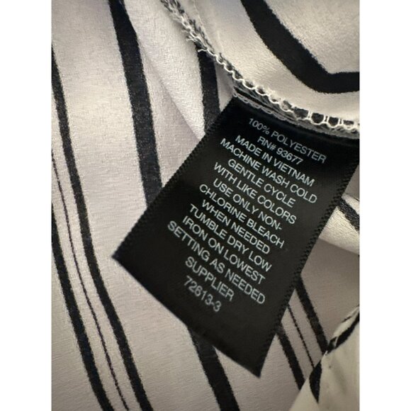 Worthington Womens XXL Blouse Striped Button-Down Blouse Black & White Career - Picture 3 of 4